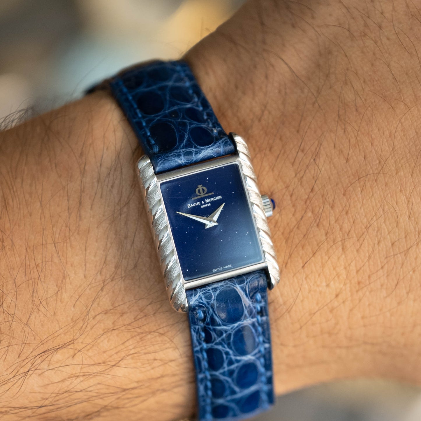 Baume & Mercier "Tank" Rope 18k case Night-Sky dial from 1970s