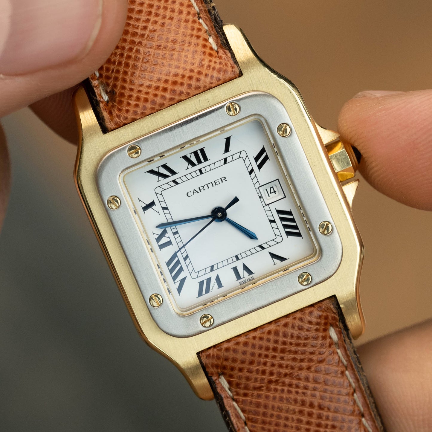 Cartier Santos Carrée Bianco Giallo "Deux Ors" ref.2960 from 1979
