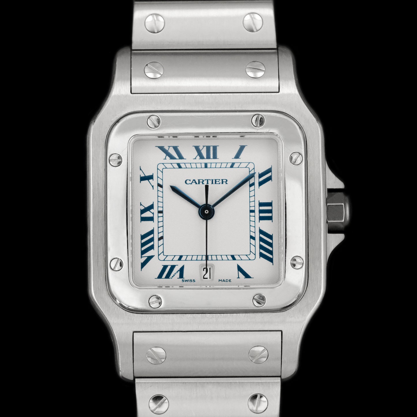 Cartier Santos Galbee Blue Roman ref.987901 Full-Set from 2001