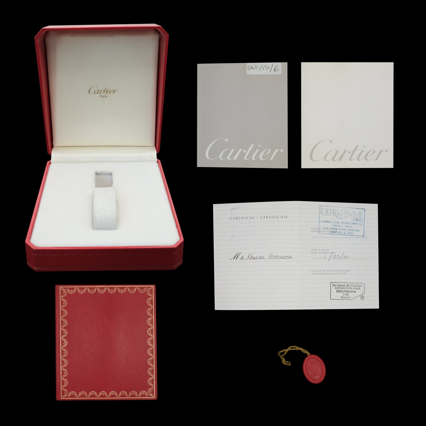 Cartier Santos Galbee Blue Roman ref.987901 Full-Set from 2001