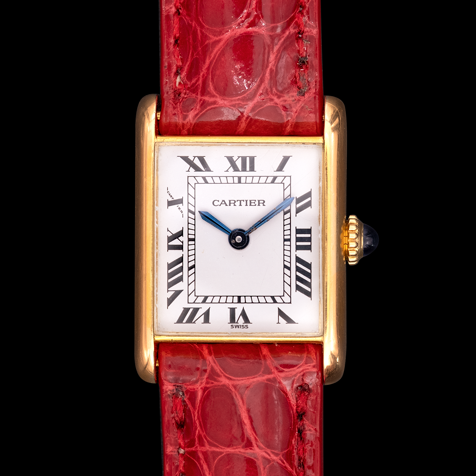 Cartier クォーツ時計 赤レザー Cartier Tank Louis Mini 