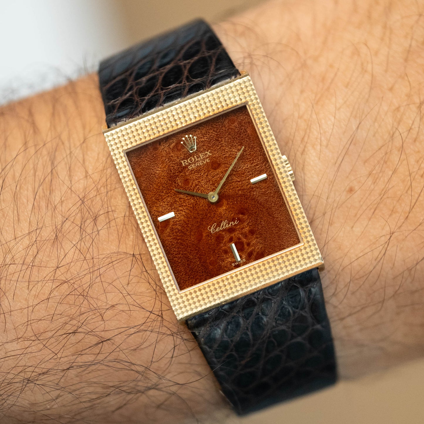 Rolex Cellini Hobnail ref.4127 Wood Dial from 1970s