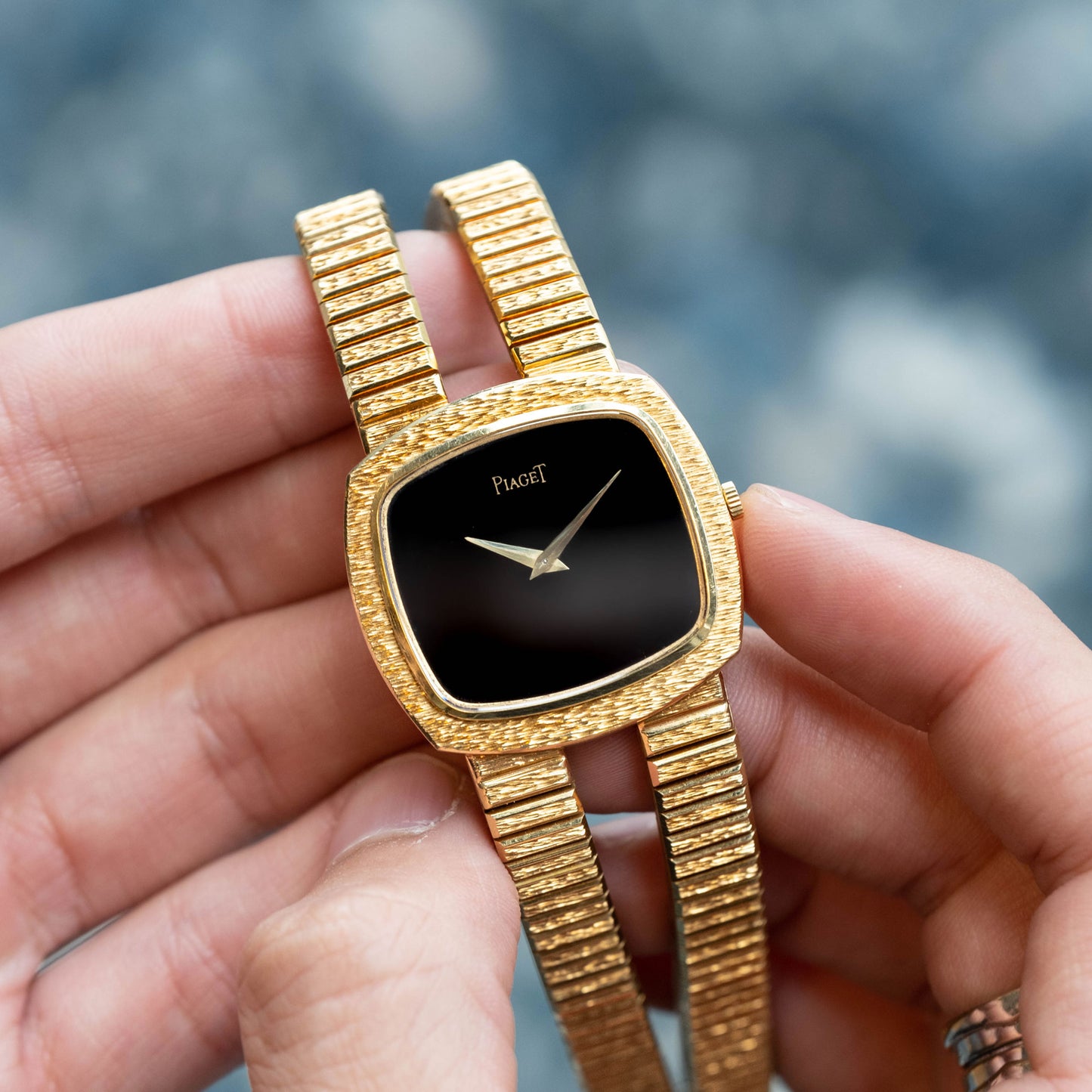 Piaget "Vampire" 18k Yellow Gold Onyx Dial ref.9431 from 1970s
