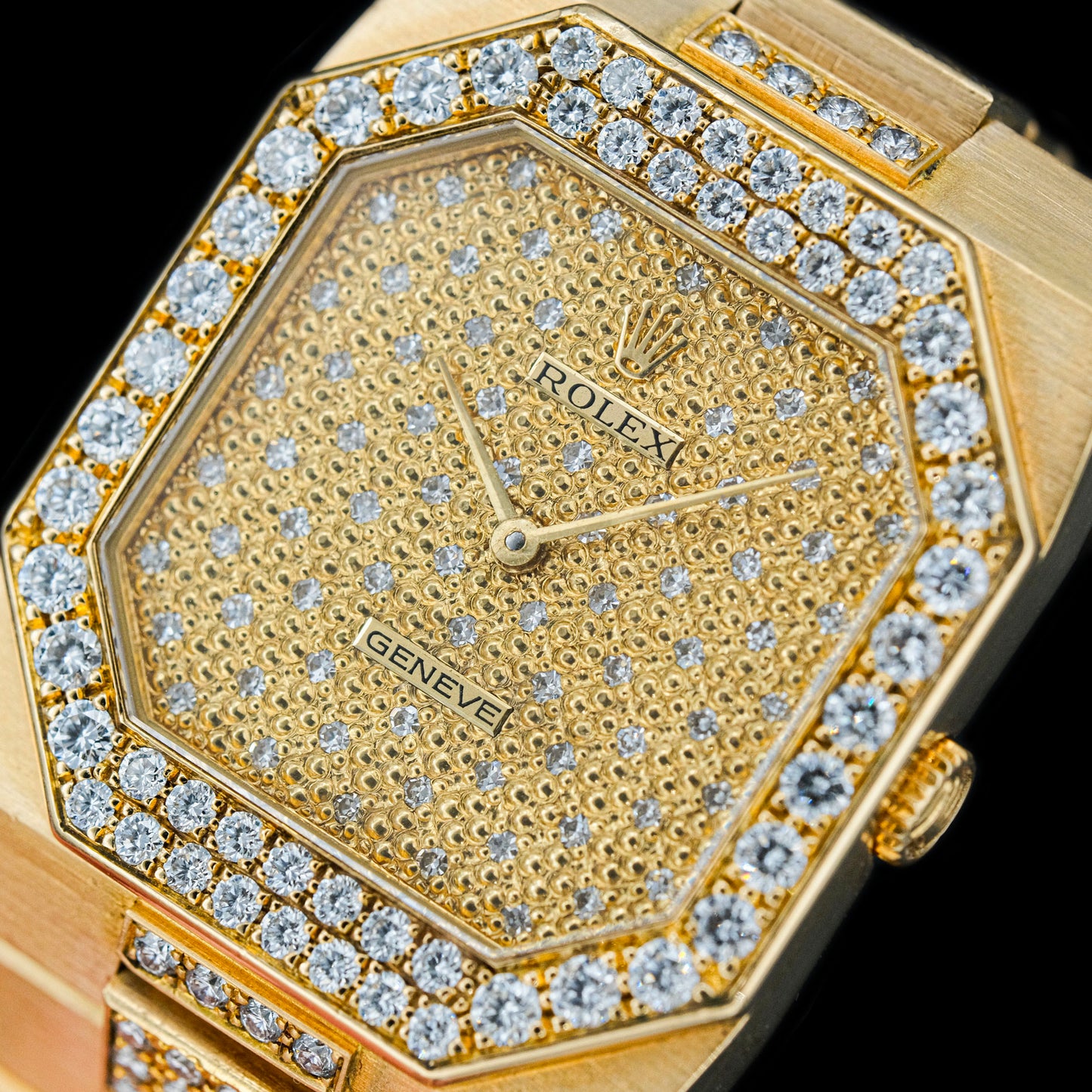 Rolex Cellini Octagonal Pavé Factory Diamond Set ref.4652 from 1981