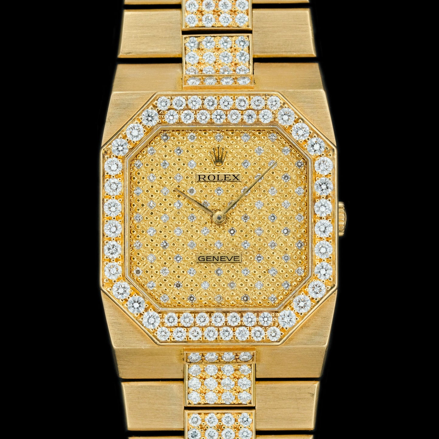 Rolex Cellini Octagonal Pavé Factory Diamond Set ref.4652 from 1981