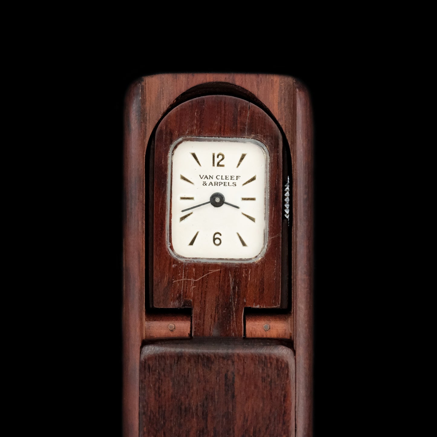 Van Cleef & Arpels Domino Mahogany Travel Watch from 1950s