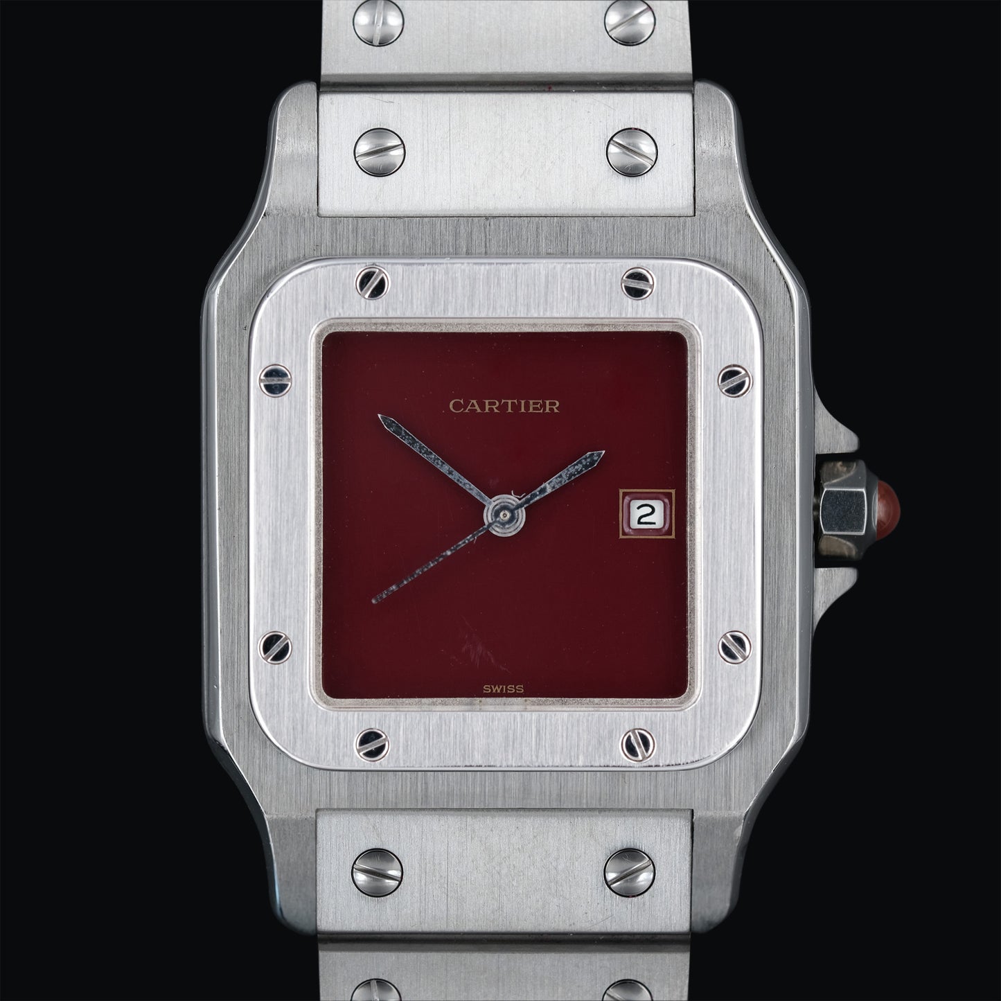 Cartier Santos Carrée "Burgundy" ref.2960 from 1979