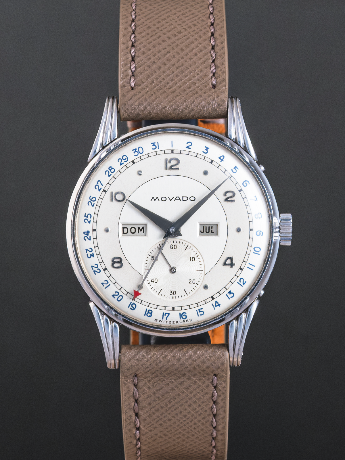 Movado Triple-Calendar "fancy lugs" from 1950s