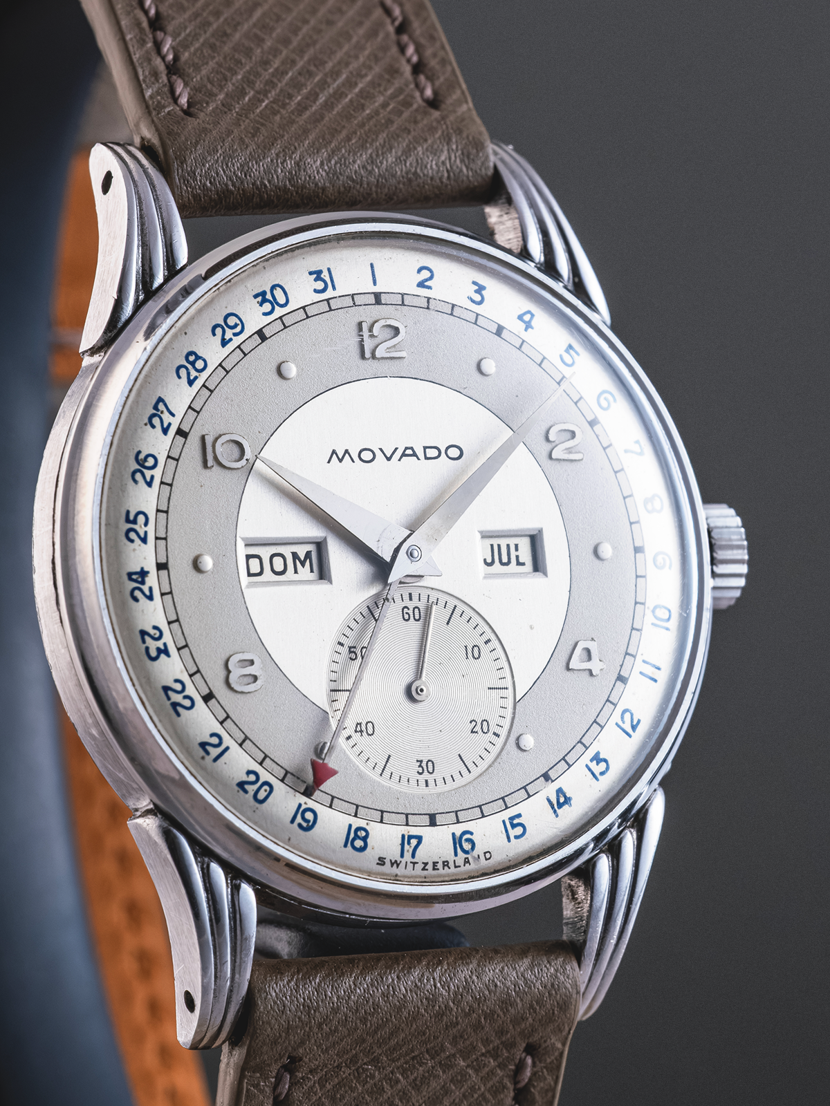 Movado Triple-Calendar "fancy lugs" from 1950s