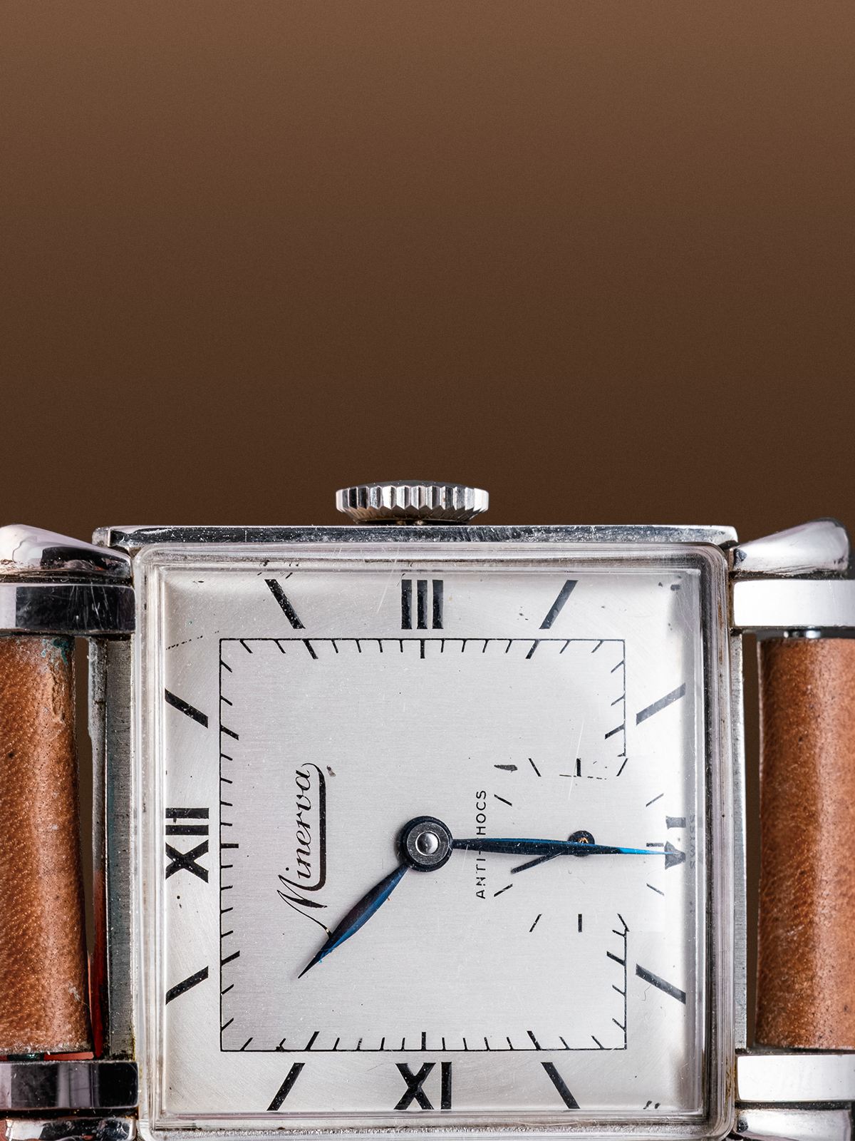 Minerva Art Deco 26mm Fancy Lugs Two tone dial from 1940s