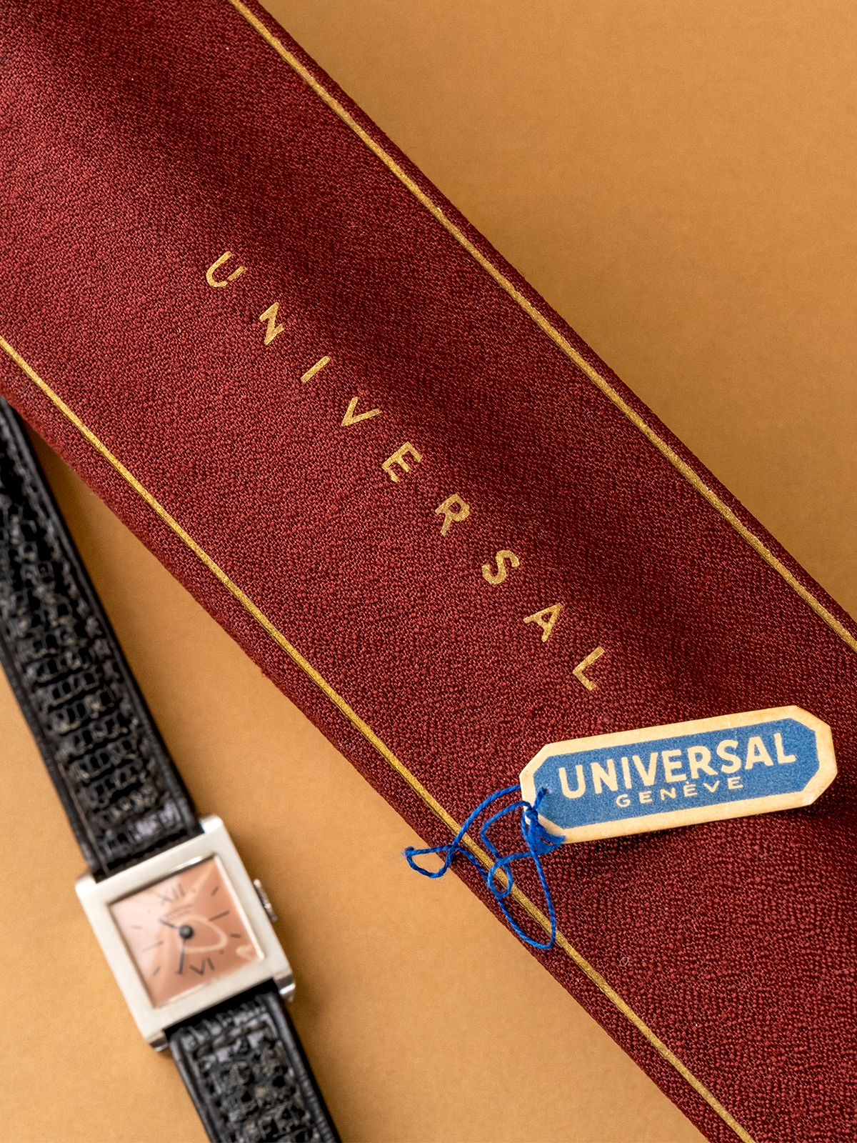 Universal Geneve Tank ref.7122 NOS  17mm Pink Salmon Dial from 1930s
