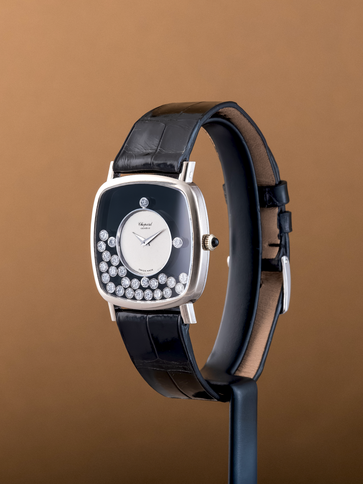 Chopard Happy Diamonds Onyx 32mm White Gold mens ref. 2106 from 1970s