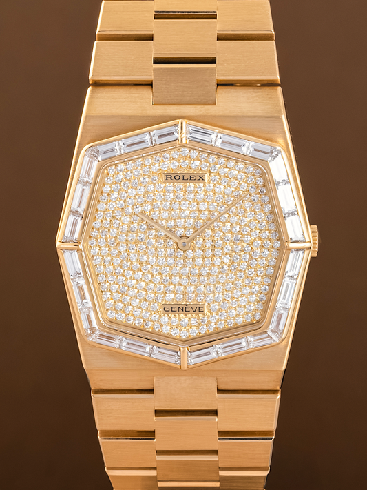 Rolex Cellini "Bouclier" Ref.4670 Baguette Bezel 3.08ct Pavee Dial from 1981