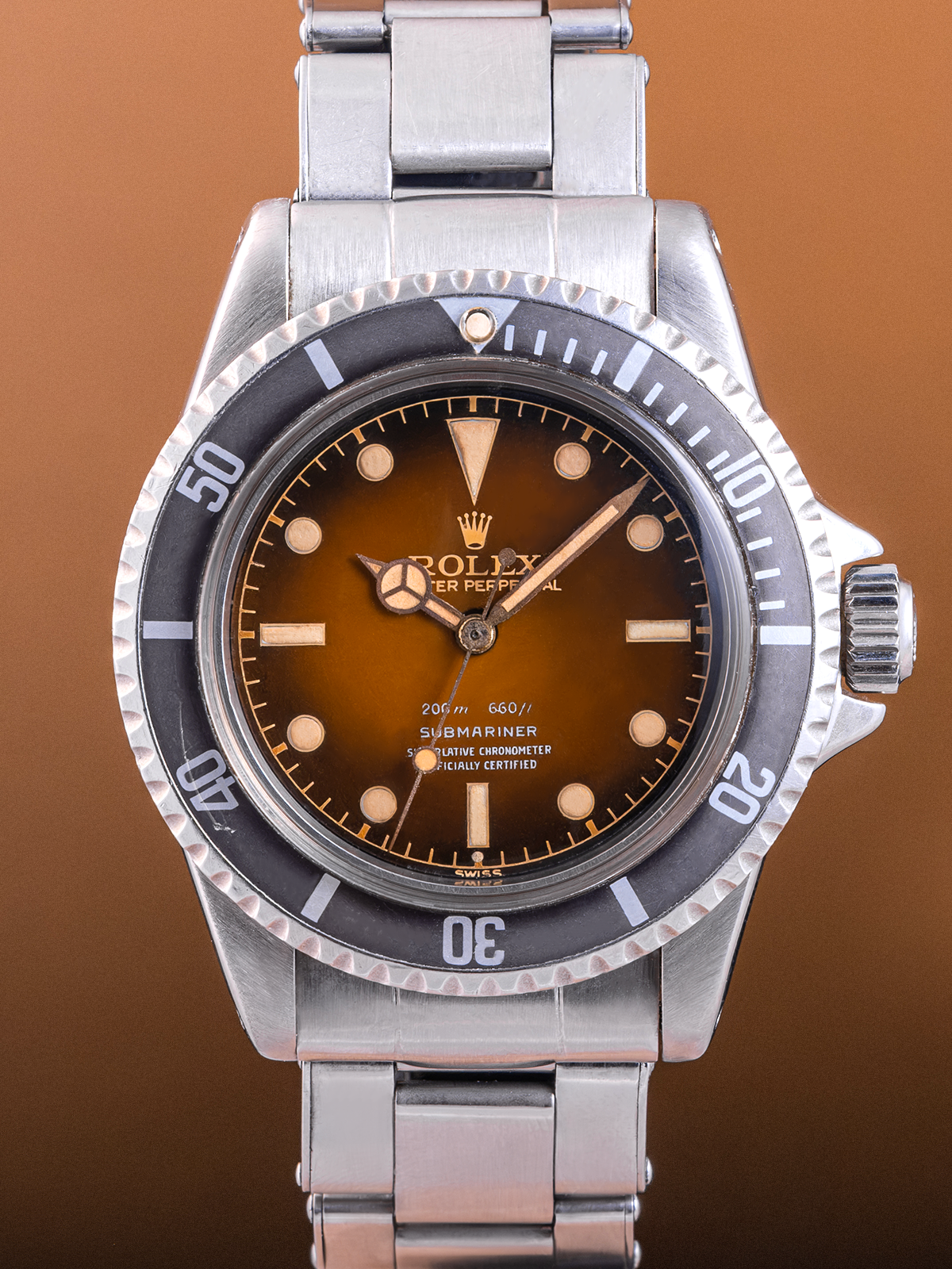 Rolex Submariner Ref.5512 Gilt Silver Text Chapter Ring Exclamation PCG Tropical Caramel from 1962