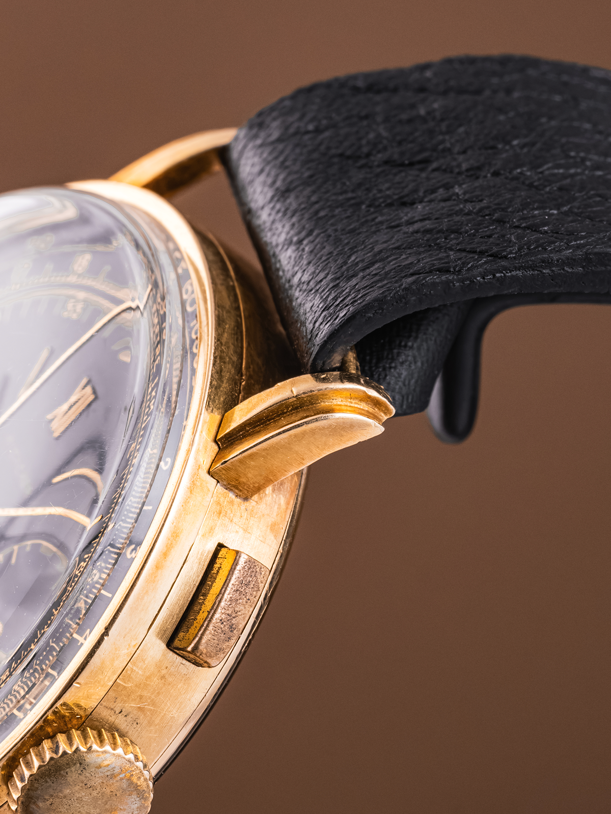 Bucherer Gilt Dial Stepped Case 36mm Chronograph from 1940s