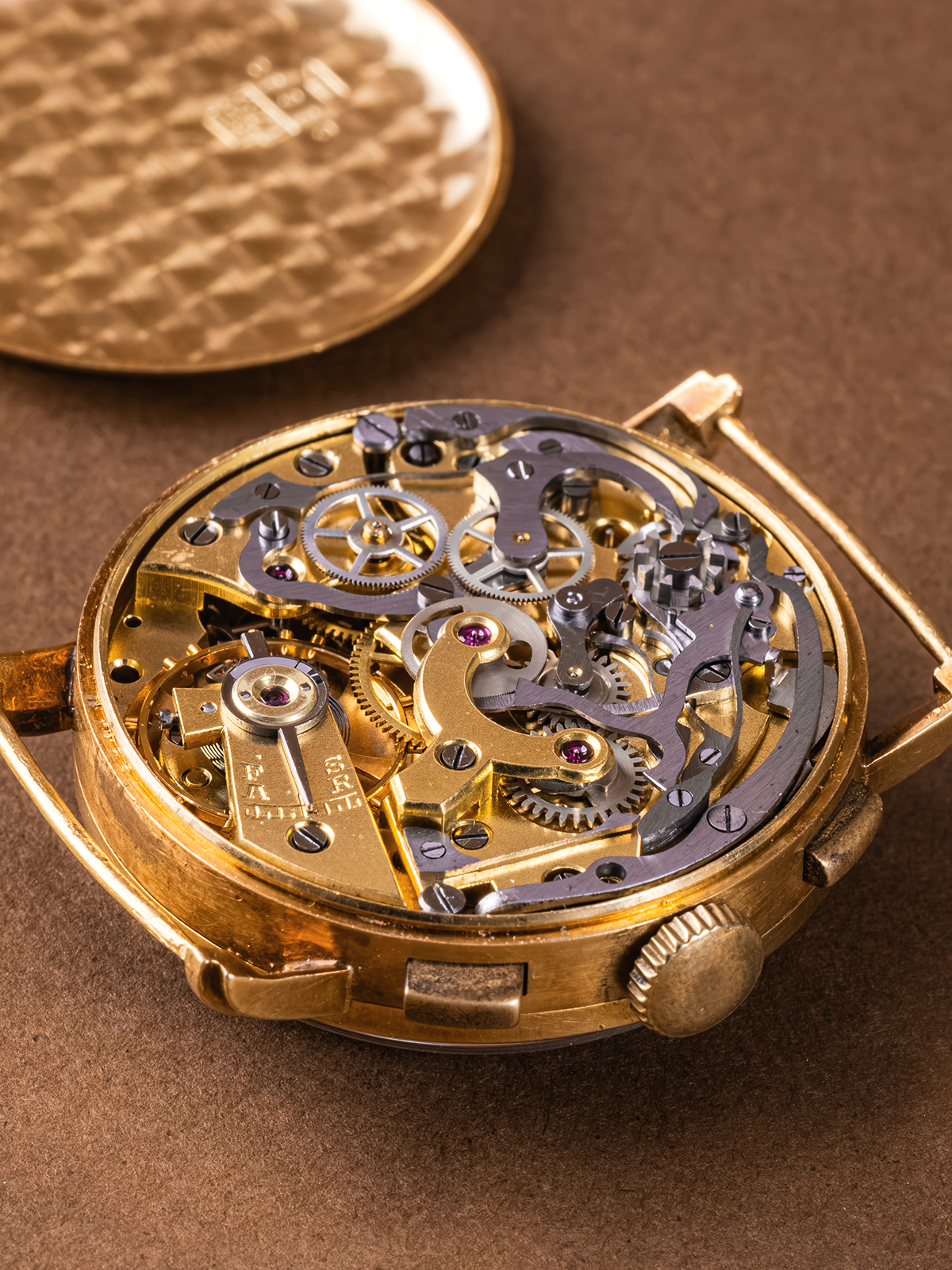 Bucherer Gilt Dial Stepped Case 36mm Chronograph from 1940s