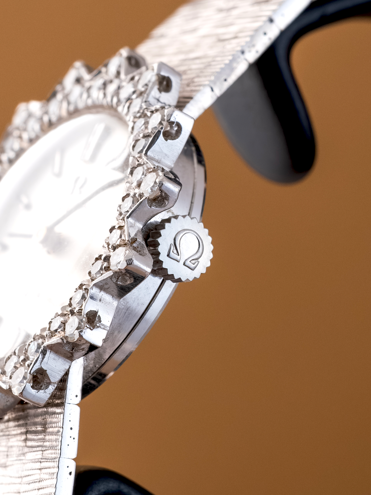 Omega Geneve Diamond "Sun Bezel" 7 link brick bracelet from 1960s