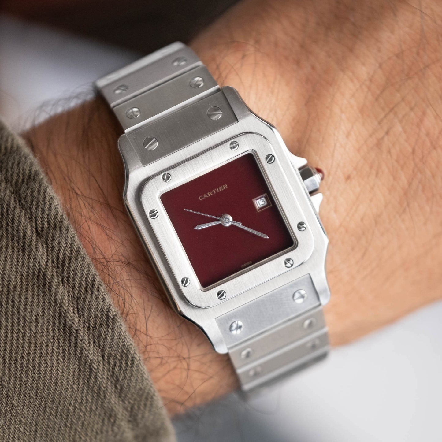 Cartier Santos Carrée  "Burgundy" ref.2960 from 1979