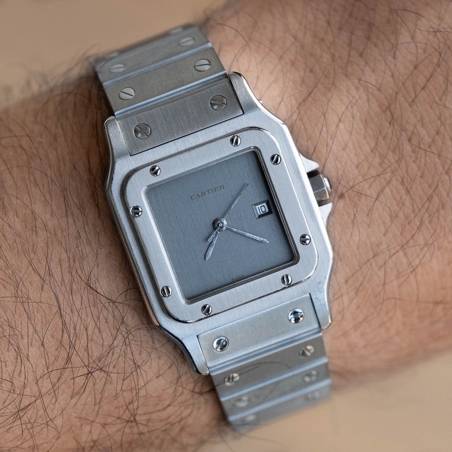 Cartier Santos Carreé Slate Gray "Ghost" ref.2960 from 1970s