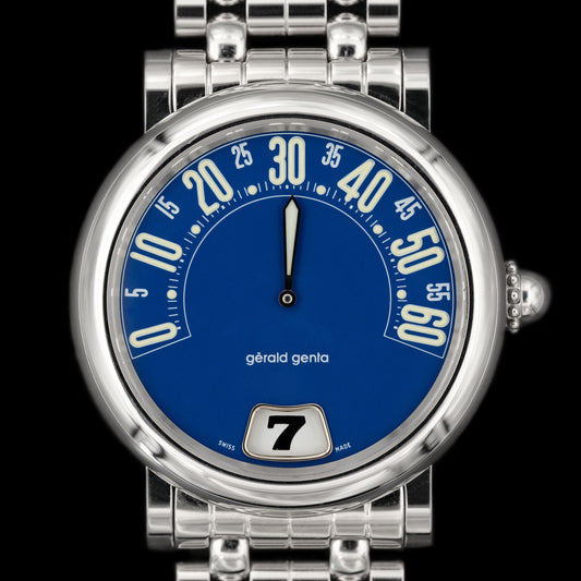 Gerald Genta Retrogade Jumping Hours Blue dial G.3674 from 2000s