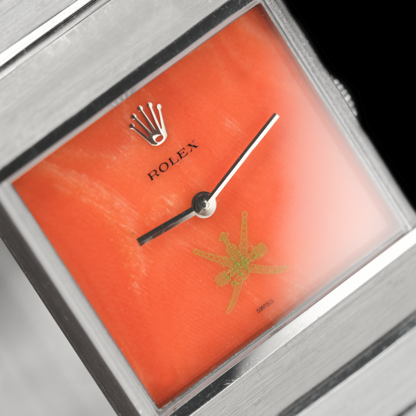 Rolex Midas ref.3585 White Gold Coral Stone Khanjar Dial from 1975