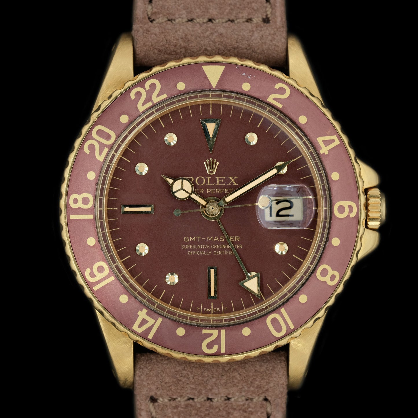 Rolex GMT Master Yellow Gold "Matte Nipple Dial"  ref.1675 from 1971