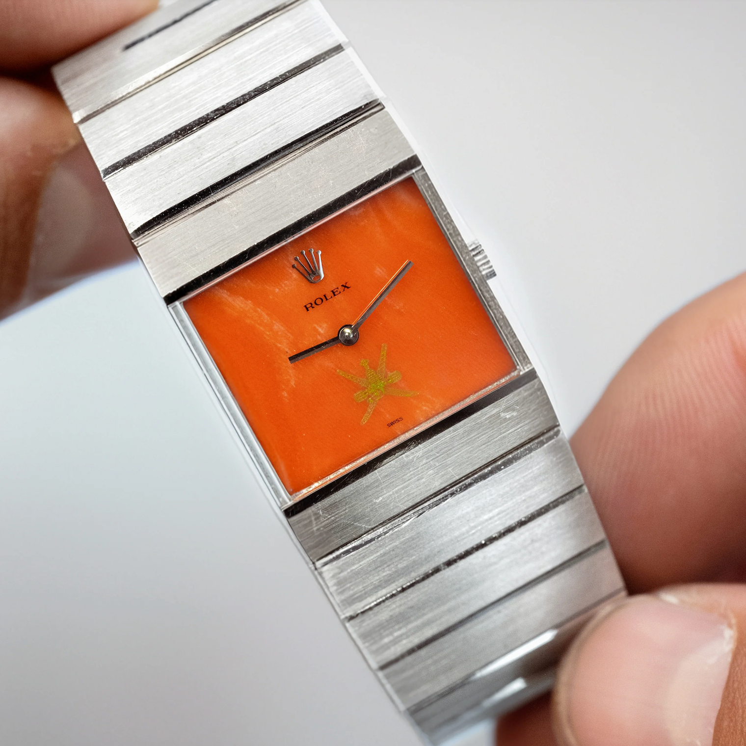 Rolex Midas ref.3585 White Gold Coral Stone Khanjar Dial from 1975