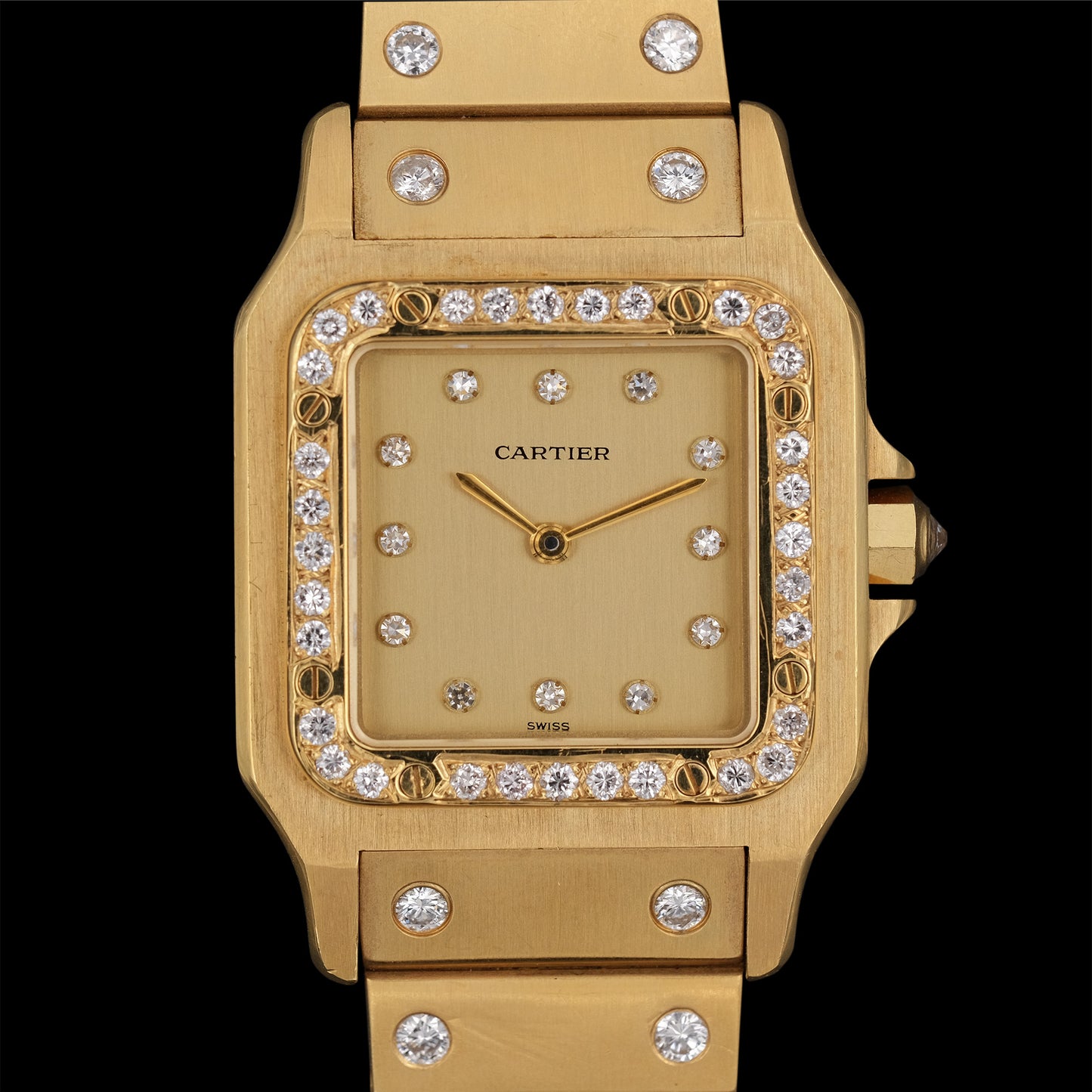 Cartier Santos Carrée Or Massif Diamonds 18k ref.2960 from 1979