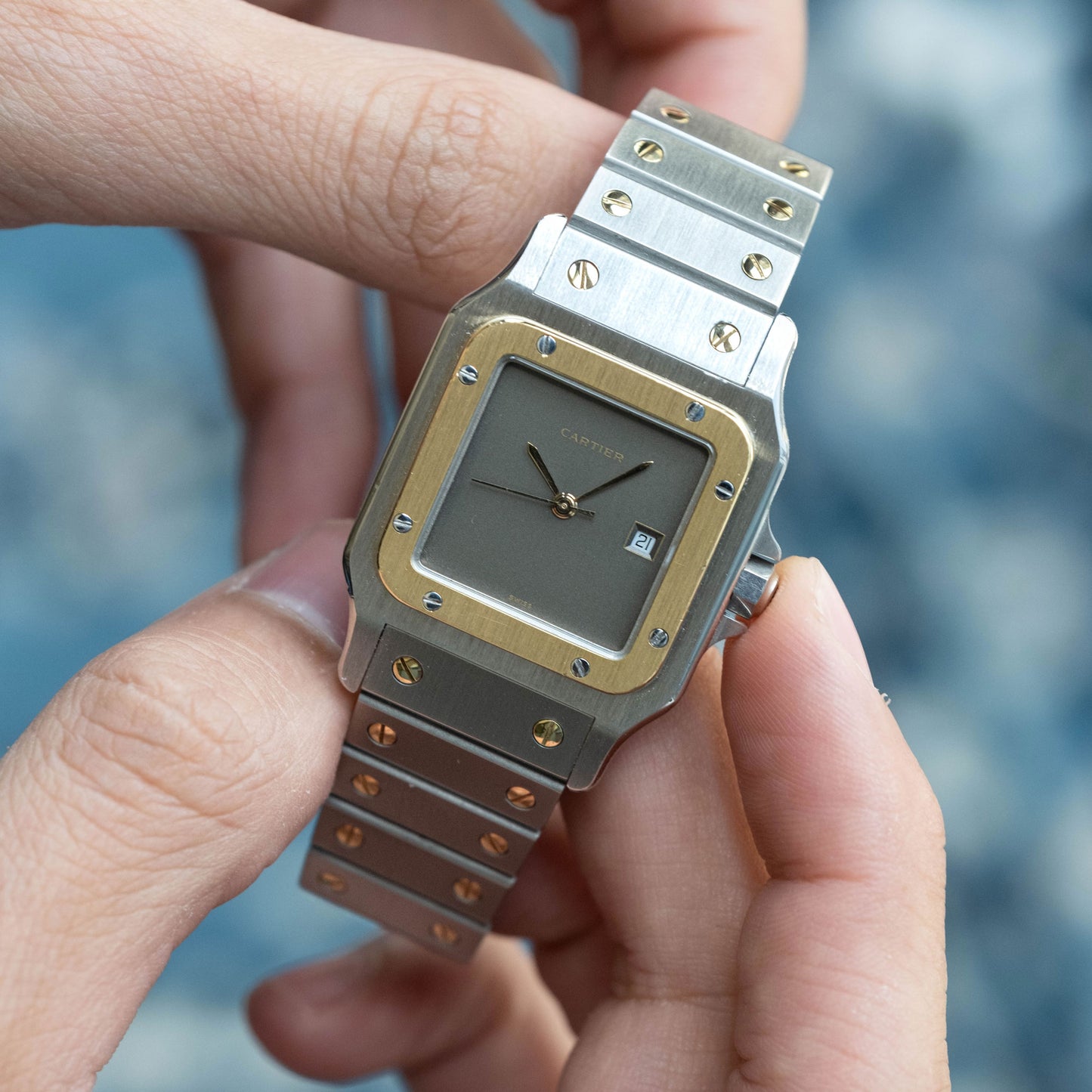 Cartier Santos Carrée "Slate Gray" ref.2961 from 1980