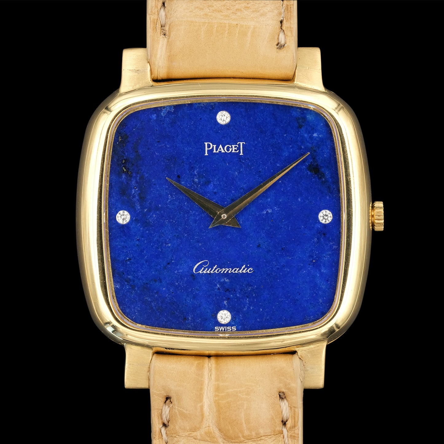 Piaget Cushion 18k Lapis Lazuli Stone Dial cal.12P Automatic from 1970s