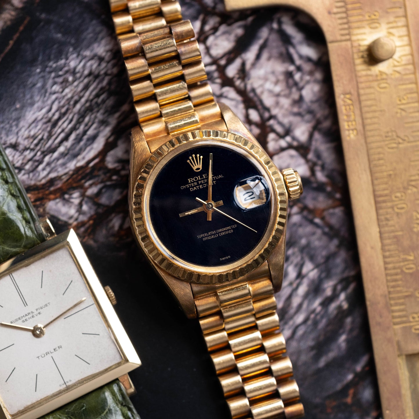 Rolex Datejust Gold Lady "Onyx"  Stone Dial ref.6917 from 1978