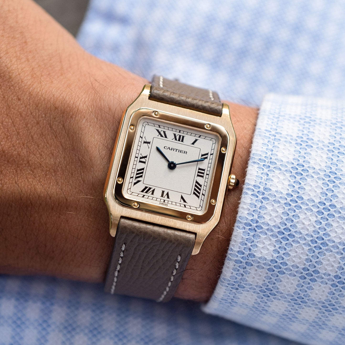 Cartier Santos Dumont Guilloché Ultra-Thin ref.15751 de 1991